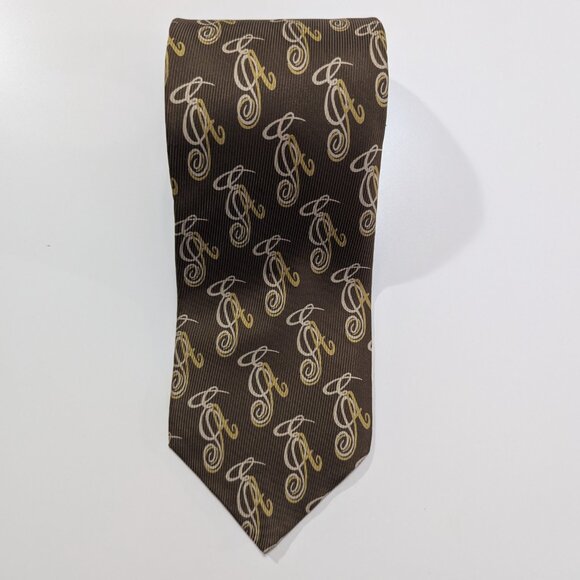 Emporio Armani Men’s Brown Necktie with repeated EA print, Made in Italy - Picture 3 of 9
